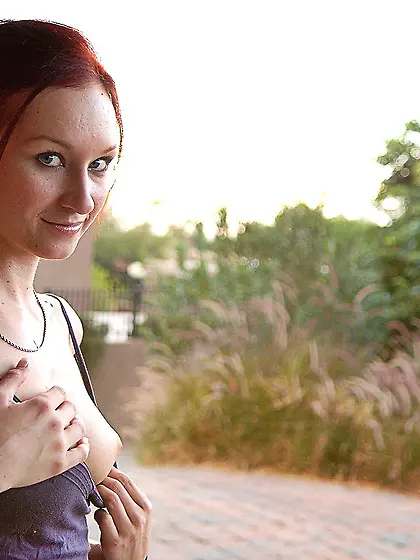 Nasty redhead with small boobs riding that wonderful toy on came