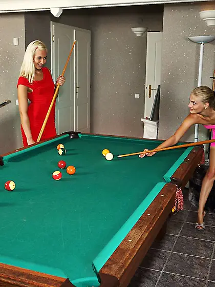 Instead of playing pool horny babes Tracy Lindsay and Cayenne Kl