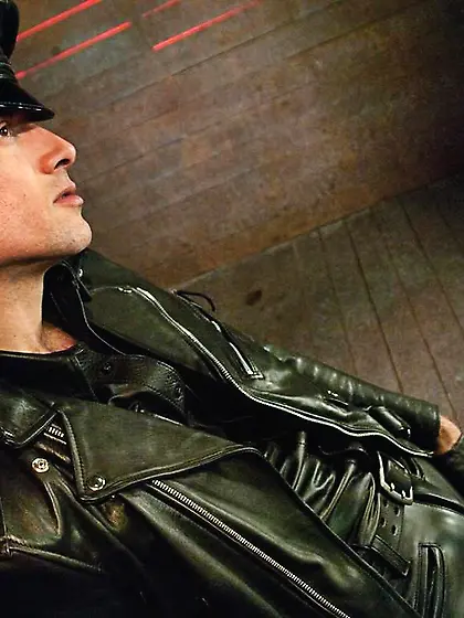 Handsome dude leather nasty