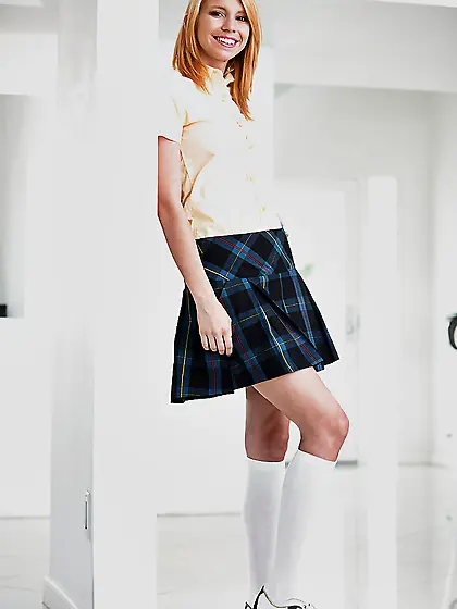 Taking shirt and skirt off wasn't enough for babe and she delete