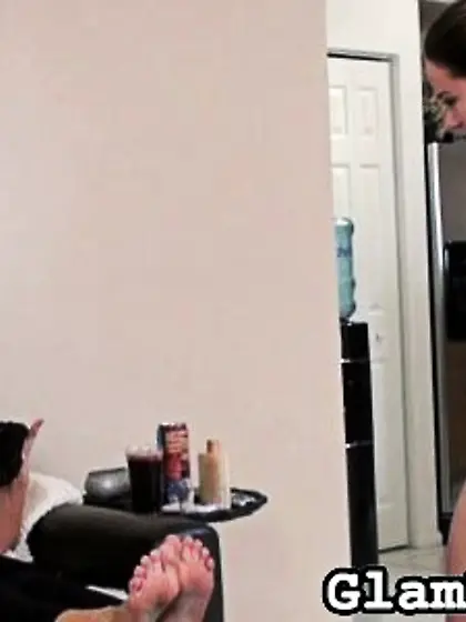 Ponytailed girl horny licking