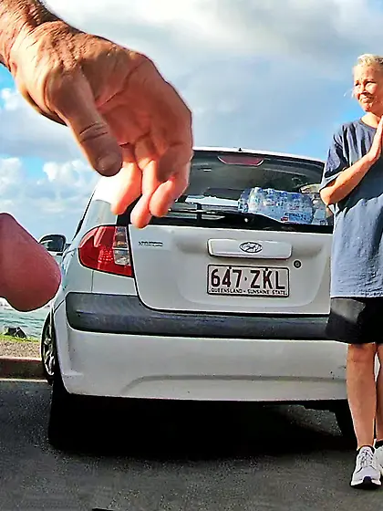 WNBR Byron Bay public erection flasher in carpark