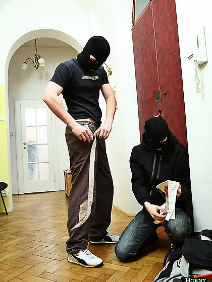 Sexy babe fascinates two burglars who fuck her really hard