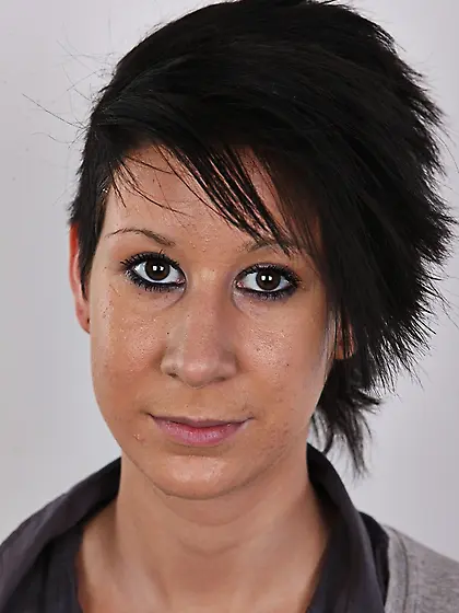 Lovely short-haired brunette chick