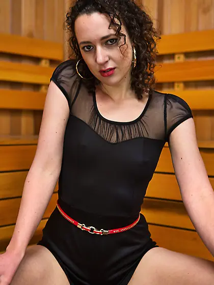 Small-tits slutty brunette double