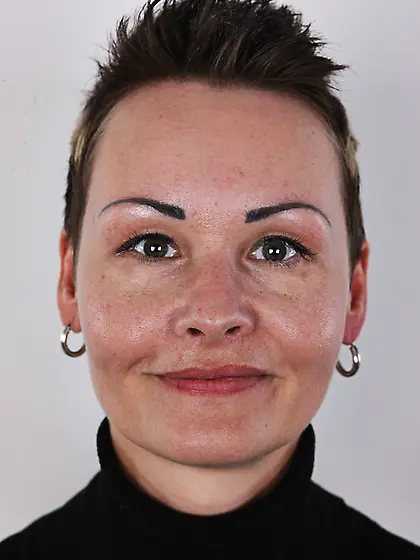 Skinny babe with short hair and small tits...