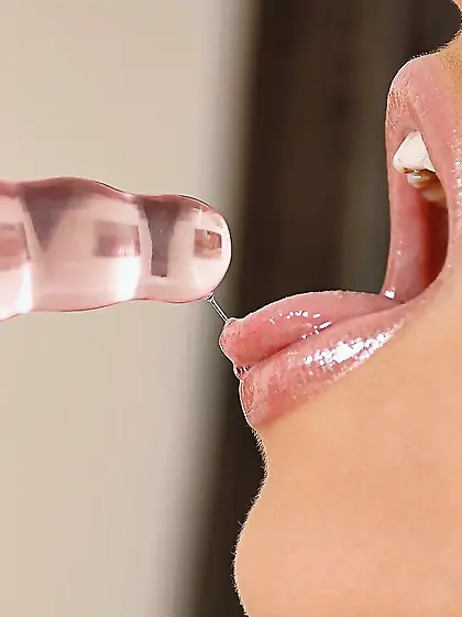 Shaved big dildo orgasm