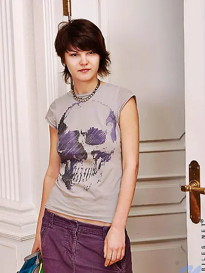 Sexy teen Sadie Nubiles in tight panties and high socks shows he