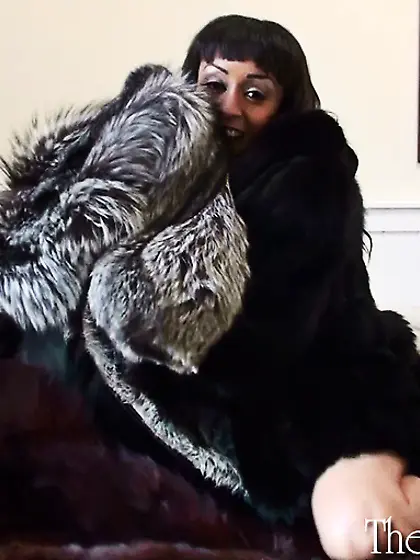 Swarthy babe black fur