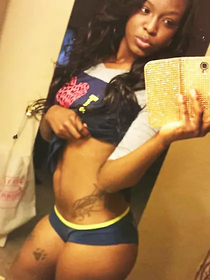 Ebony girlfriend dressed blue