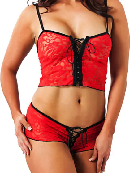 Red Hotpants and Crop Top All Night Lovers
