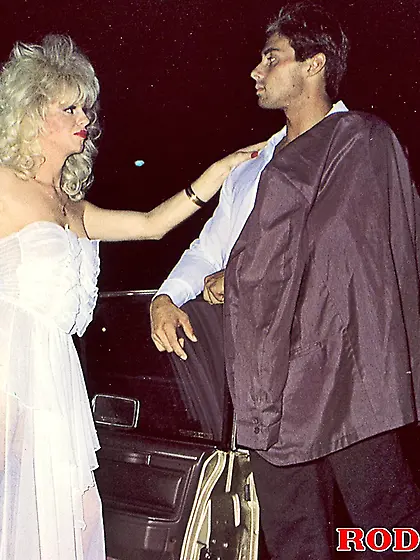 Blonde shaved retro shemale