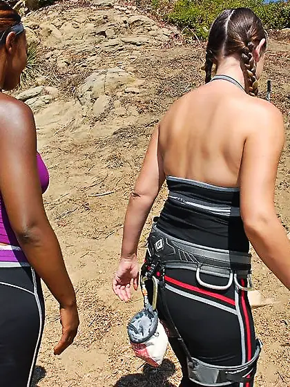 Interracial fuck for three busty climbers Rucca Page,  Delotta Br