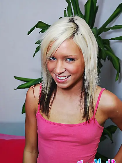 Flat chested skinny teen Kacey Jordan with tiny ass and tight pu