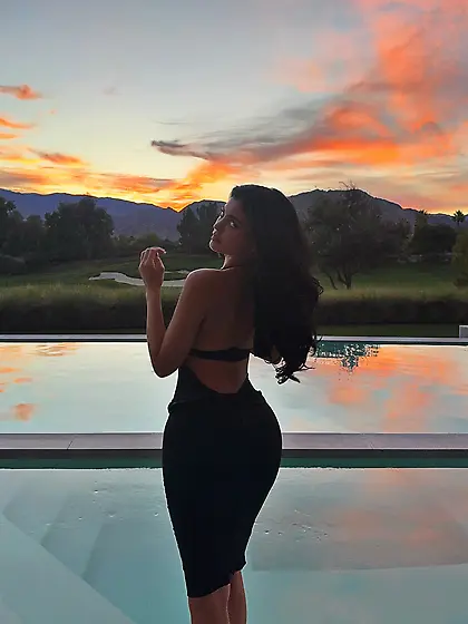 Kylie Jenner cleavage in a black dress