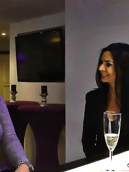 Sub gimp is chained by the hot blonde dominatrix