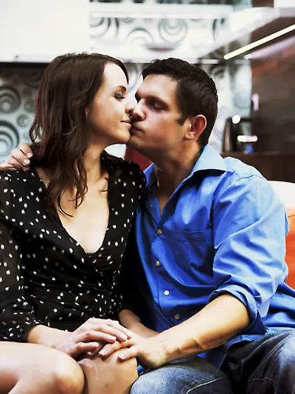 Hot brunette lady sucks a big dick and gets...