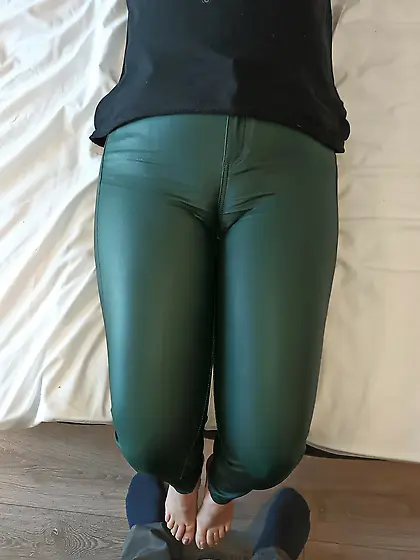 Kate Stern awesome leather jeans and sexy cameltoe
