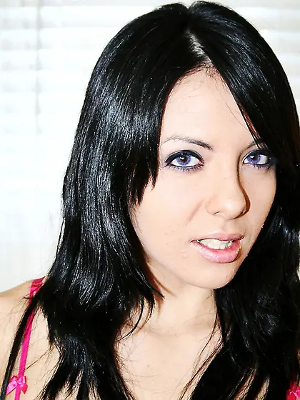 Raven latina Lorena Sanchez shows her naughty bits,  gives POV bl