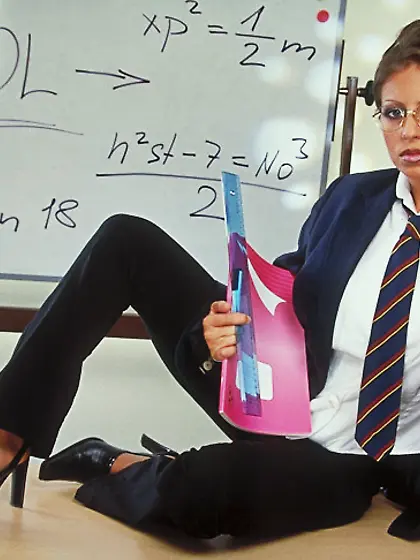 Monika Schimkova is a naughty teacher with glasses,  long legs an