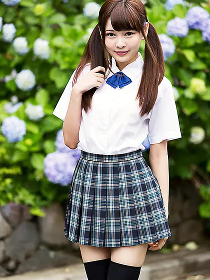 Tiny Asian schoolgirl strips and flaunts her bare ass and pussy