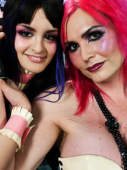 Bright haired shemale masturbating