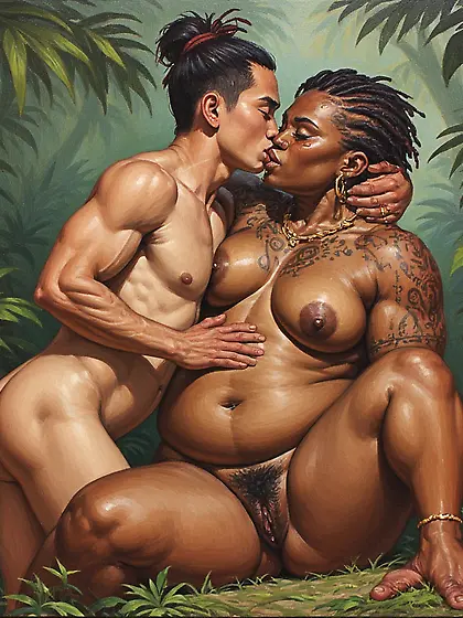 Young Asian Boy ends up with African Warrior