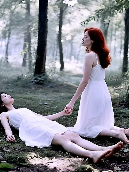 Lesbian Lovers Die in their bare feet - Woods