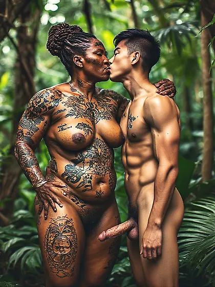 Young Asian Boy ends up with African Warrior