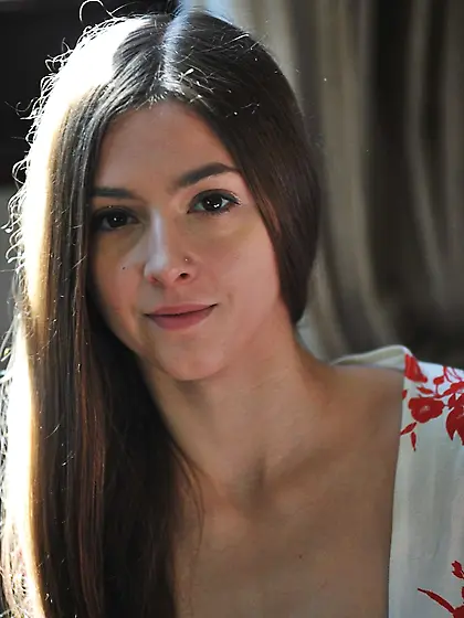 Leyla Morgan slides her thong aside and touches her vagina