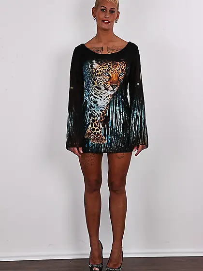 Tattooed blonde pink thong