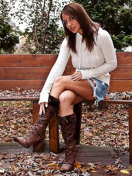 Beautiful attractive teen Nikki Sims strips outdoors and shows h