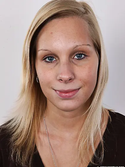 Cute blonde teeny in a blue lingerie and...