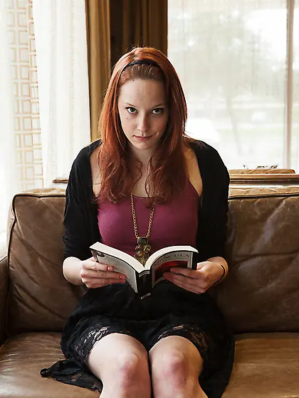 Seductive red slim girl