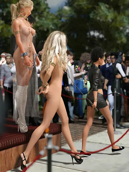 Nude white slave girl sold at Church Slave Auction