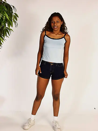 Curly Indian Girl In Tiny Shorts Toying Pussy