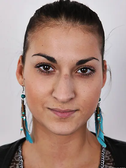 Swarthy ponytailed brunette exotic