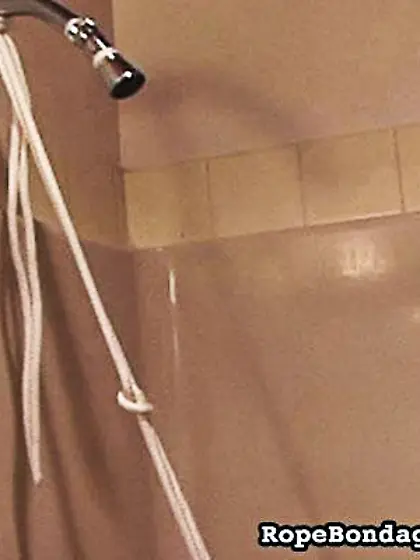 Lovely bondage model enjoys