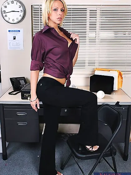 Cute and horny blond babe, Brianna Beach gets off her clothes an