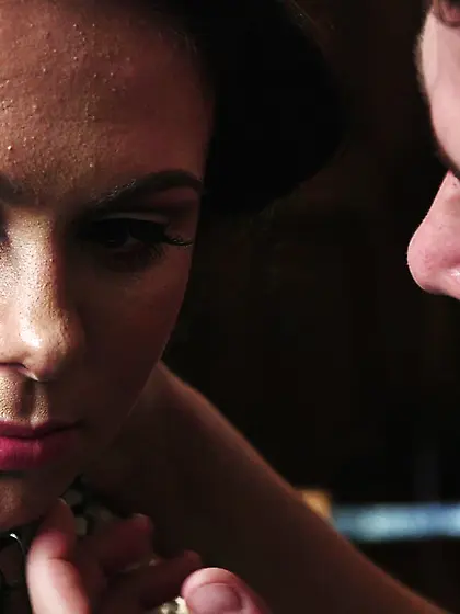 Submissive brunette bride deep