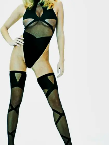 Classy blonde model Anita Dark teases us wearing lace black ling