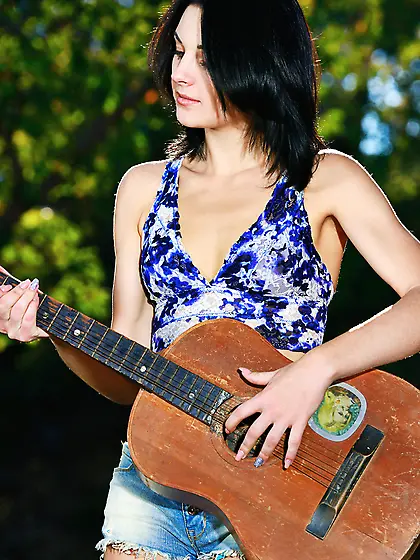 Gorgeous guitar player,  a simple country gal,  watch her get nake