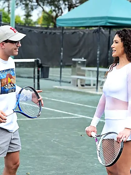 Sexy tennis player sheds