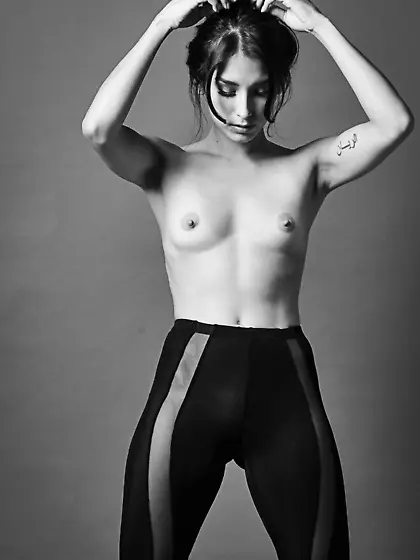 Slender young brunette Marie Morey is excitingly bending in tigh