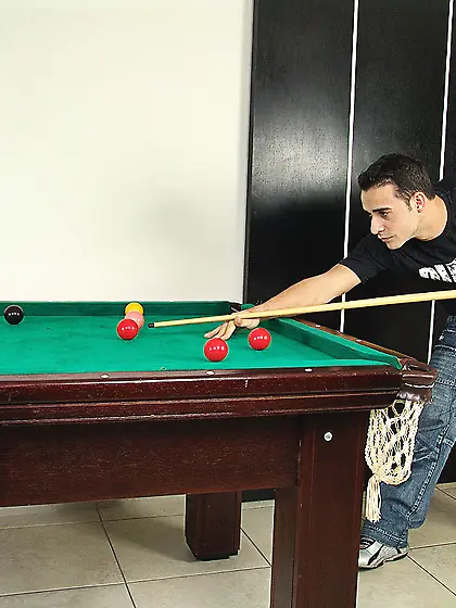 Tranny gets nailed on a billiard table