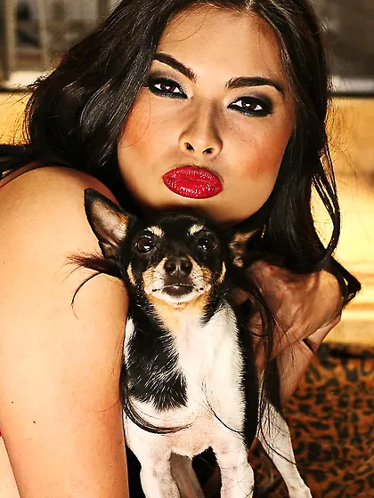 Voluptuous brunette red lingerie