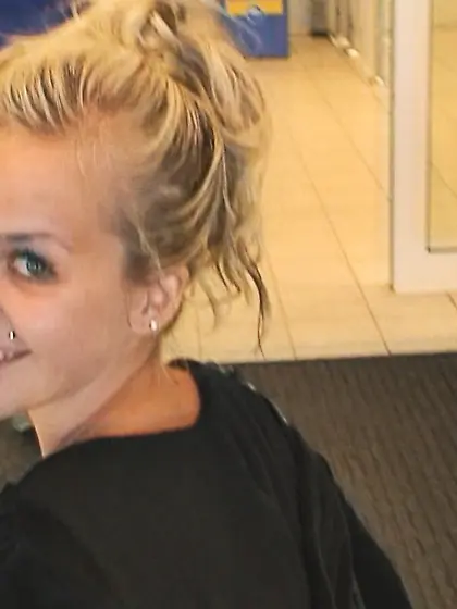 Playful european blonde acting