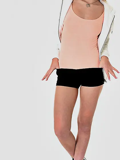 Young sweetie Alexis Crystal is excitingly posing and undressing