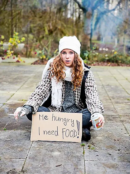 Hungarian petite homeless teen