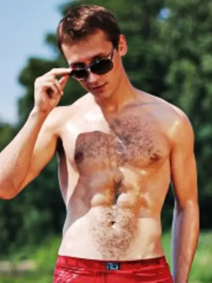 Brunette tommy perform close